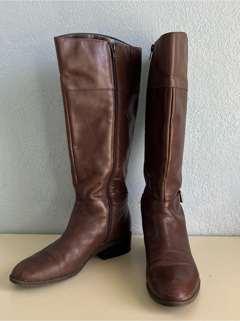 Ralph Lauren Brown Leather Riding Boots Knee High Madisen 9B Equestrian